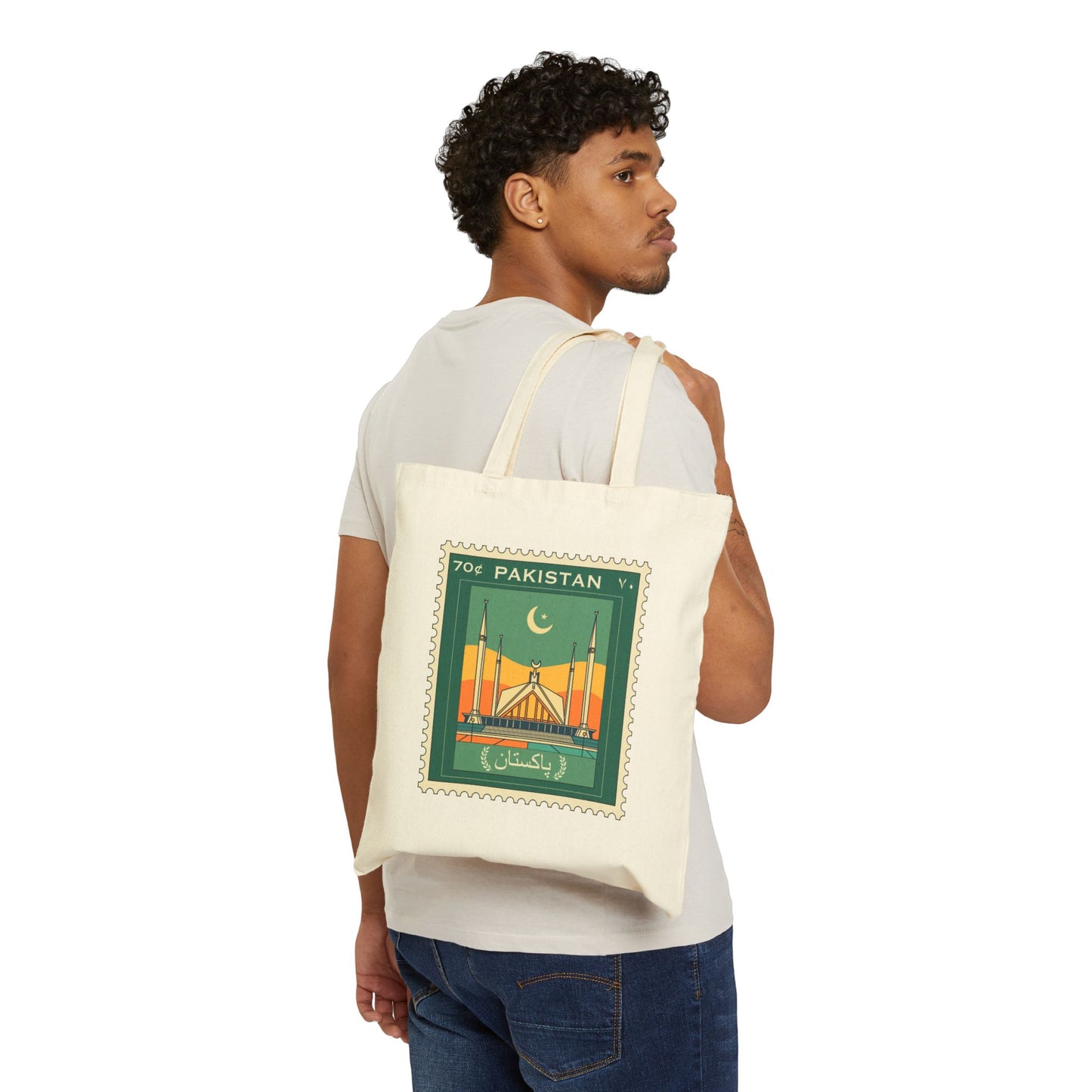 Vintage Pakistan Cotton Canvas Tote Bag - Eco-Friendly Travel & Shopping