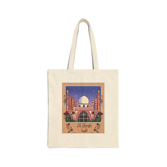 Palestine Al Bireh Polaroid Cotton Canvas Tote Bag - Eco-Friendly, Artist Design, Perfect for Daily Use and Gifts