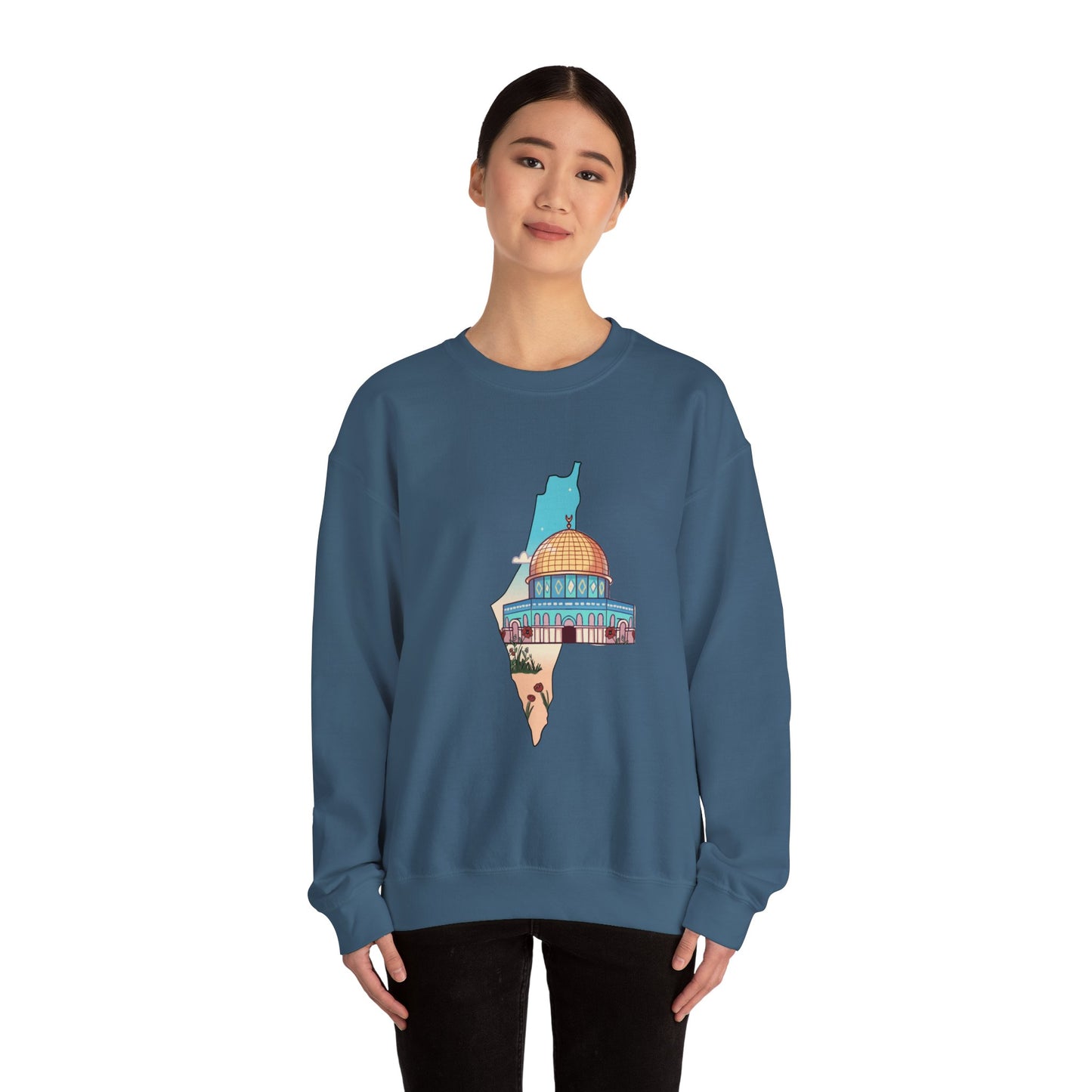 Palestine Landmark Map Unisex Crewneck Sweatshirt