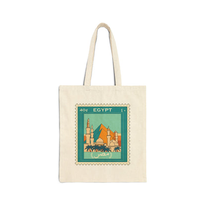 Vintage Egypt Stamp Canvas Tote Bag - Travel & Adventure Essentials