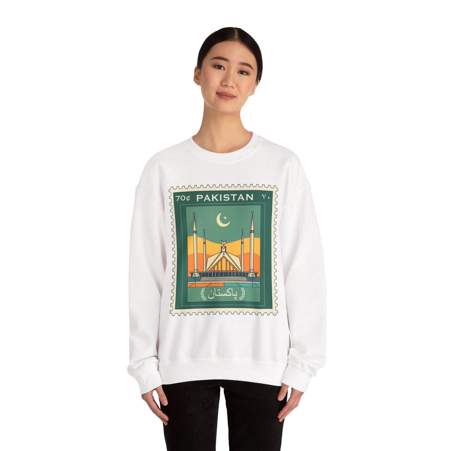 Vintage Pakistan Stamp Crewneck Sweatshirt