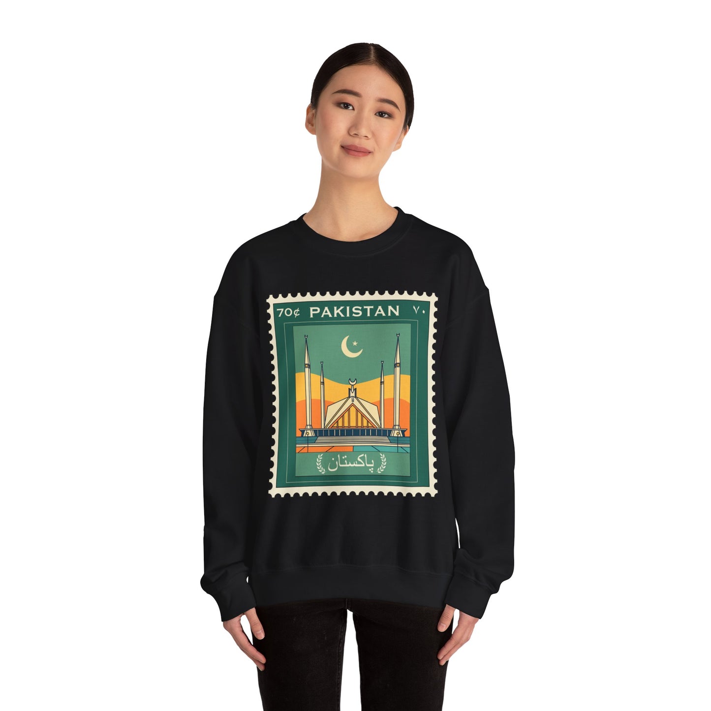 Vintage Pakistan Stamp Crewneck Sweatshirt