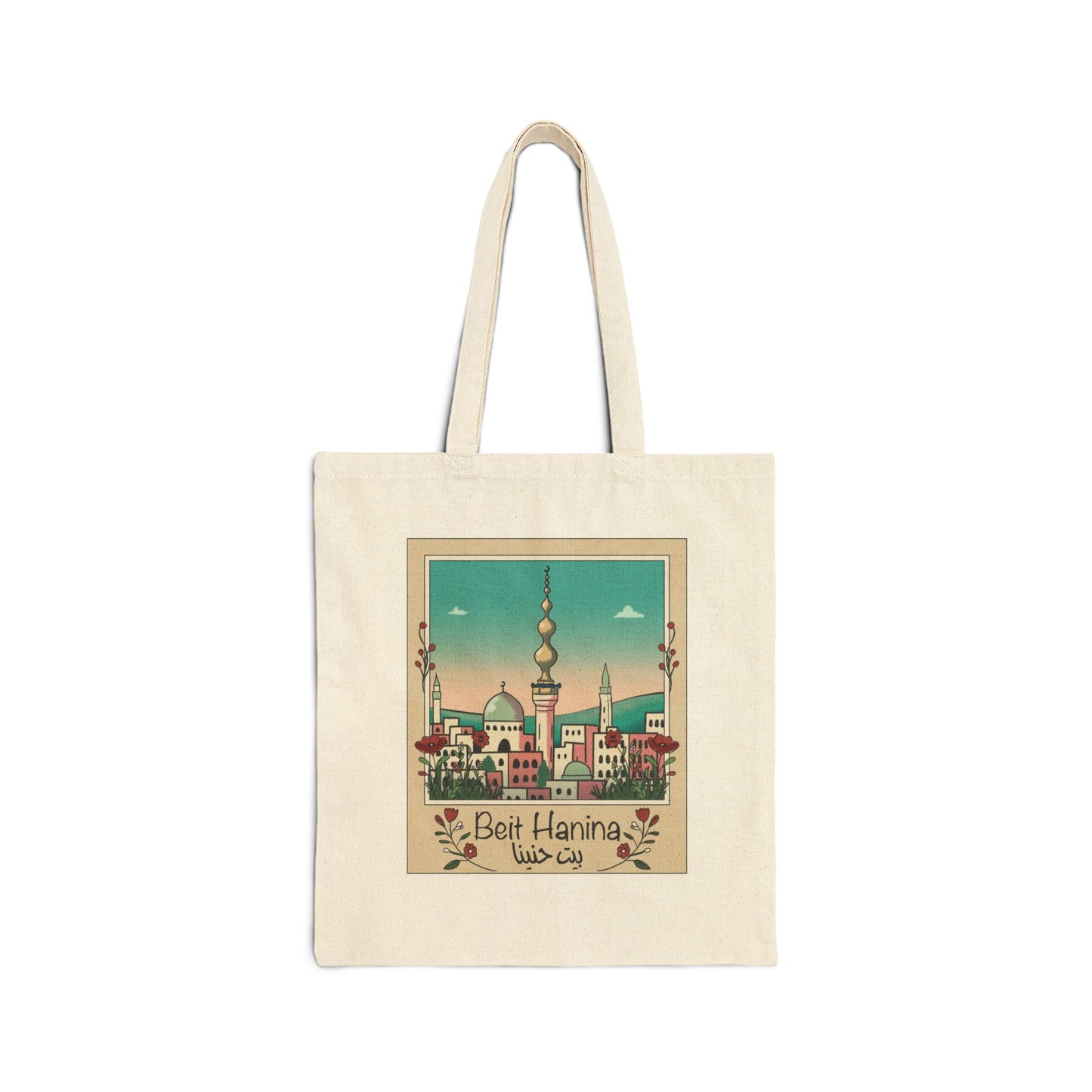 Beit Hanina Cotton Canvas Tote Bag - Eco-Friendly Shopping & Travel Companion