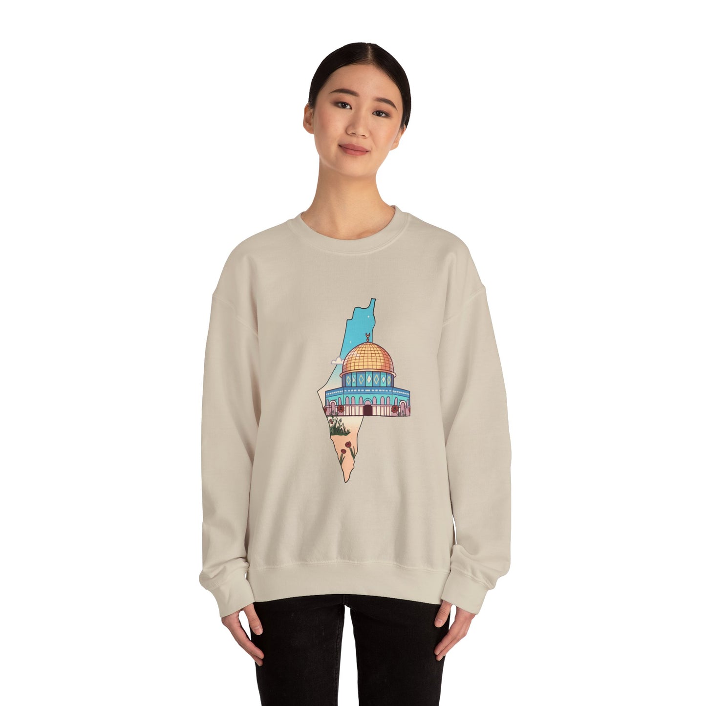 Palestine Landmark Map Unisex Crewneck Sweatshirt