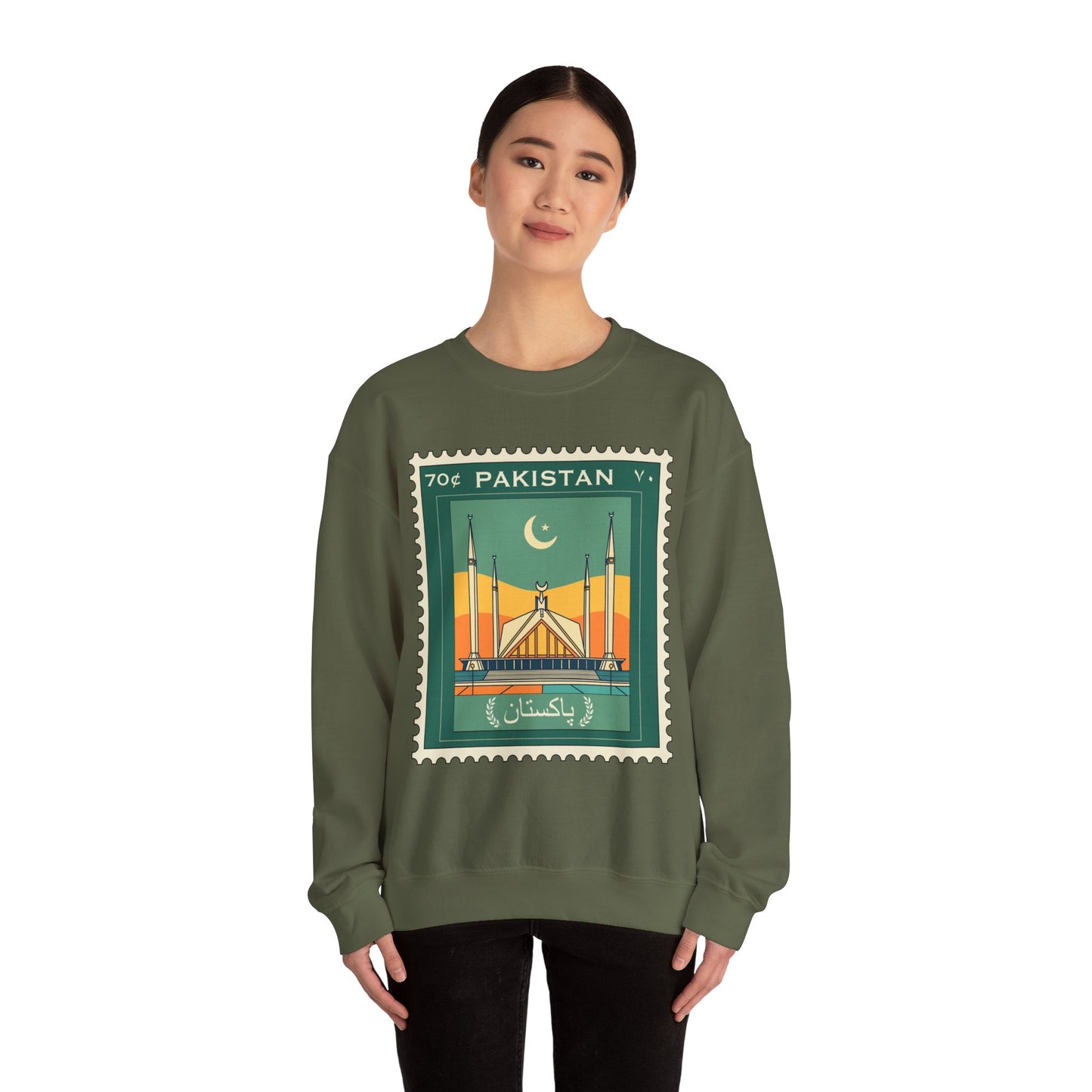 Vintage Pakistan Stamp Crewneck Sweatshirt