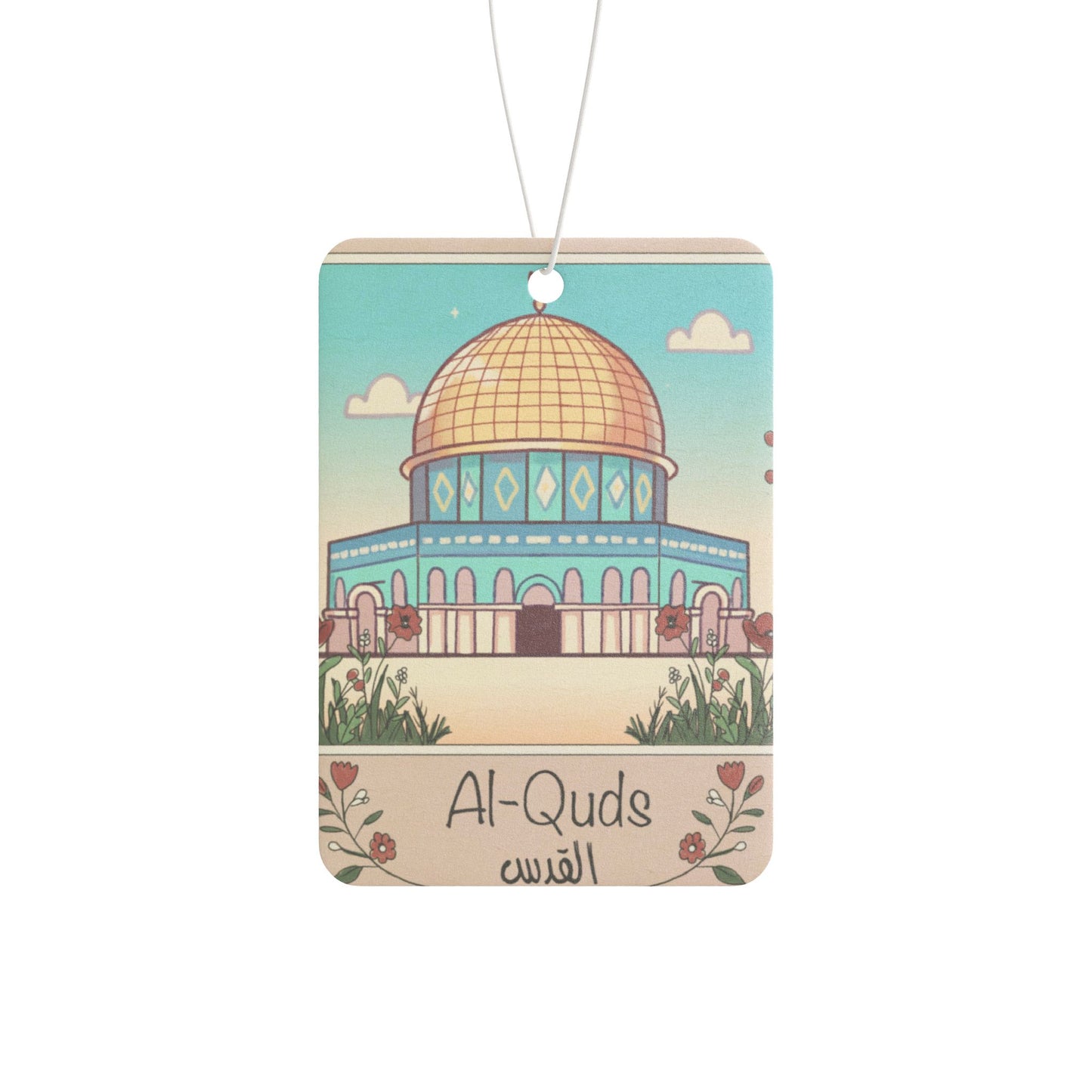 Al-Quds Dome of the Rock Jerusalem Car Air Freshener - Aromatic Hanging Decor with Dome of the Rock Design