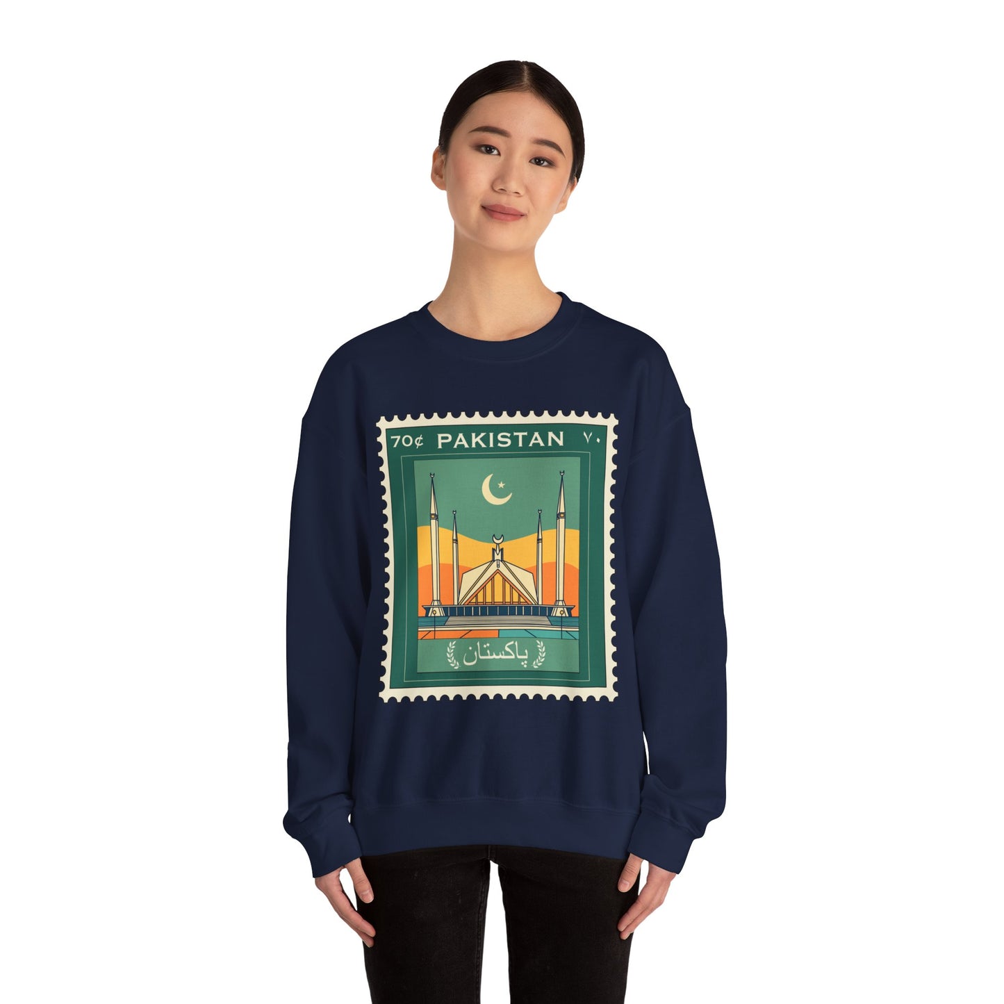 Vintage Pakistan Stamp Crewneck Sweatshirt