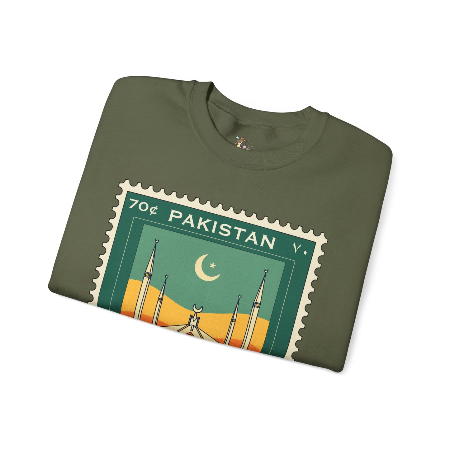 Vintage Pakistan Stamp Crewneck Sweatshirt