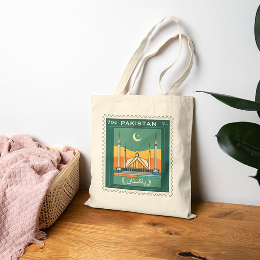 Vintage Pakistan Cotton Canvas Tote Bag - Eco-Friendly Travel & Shopping
