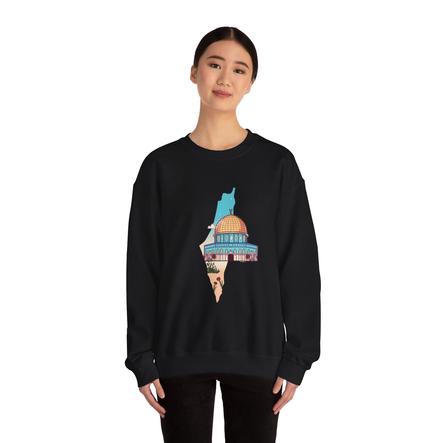 Palestine Landmark Map Unisex Crewneck Sweatshirt