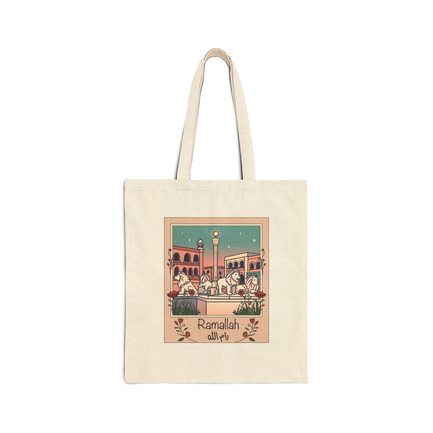 Ramallah Inspired Cotton Canvas Tote Bag - Eco-Friendly, Artful Design for Everyday Use