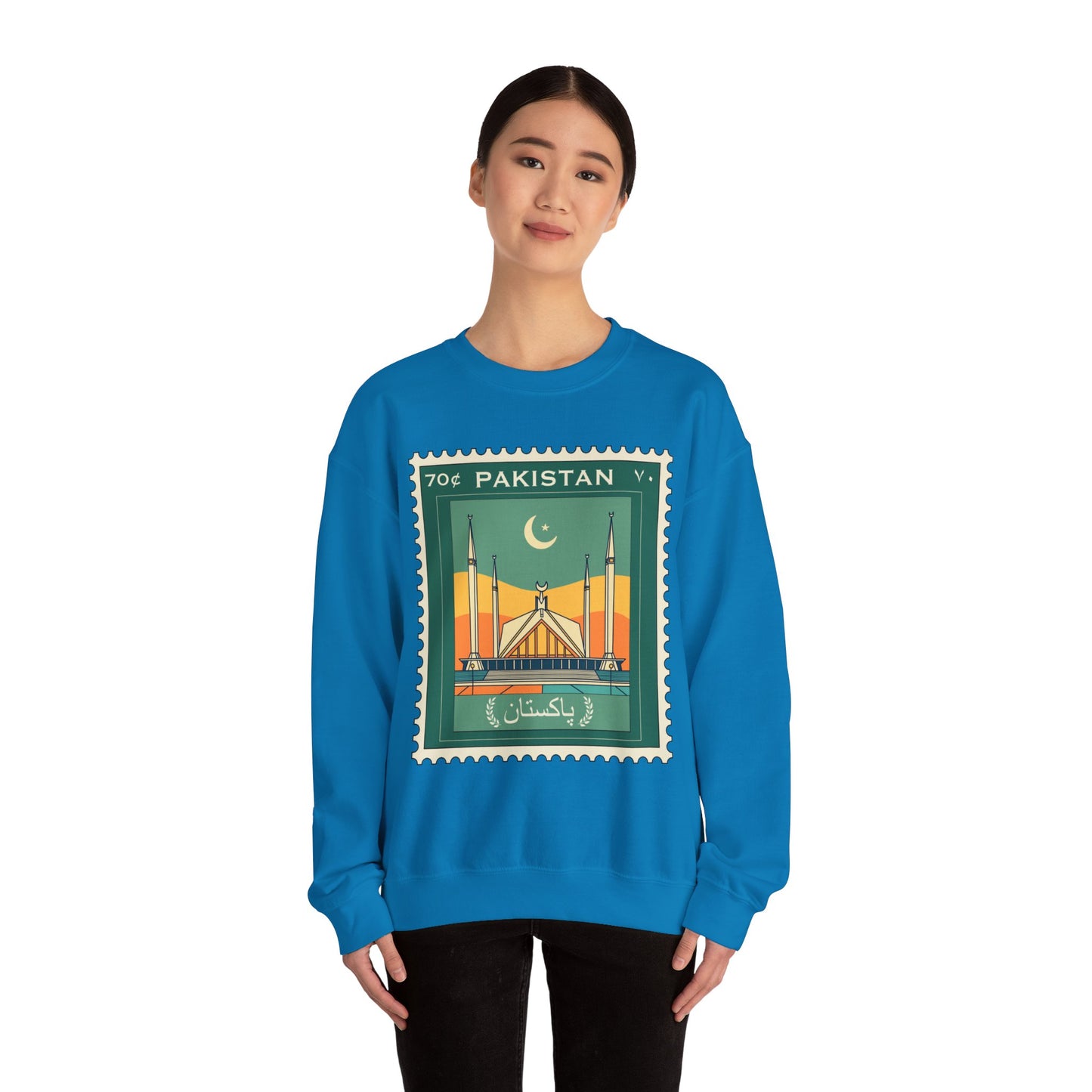 Vintage Pakistan Stamp Crewneck Sweatshirt