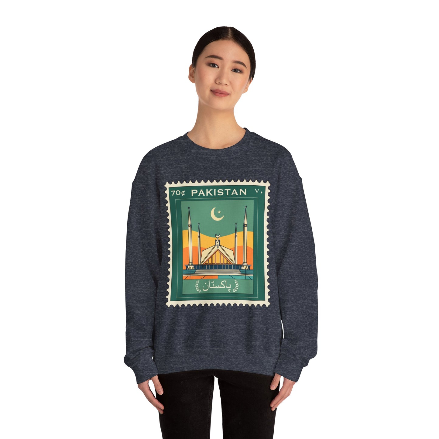 Vintage Pakistan Stamp Crewneck Sweatshirt