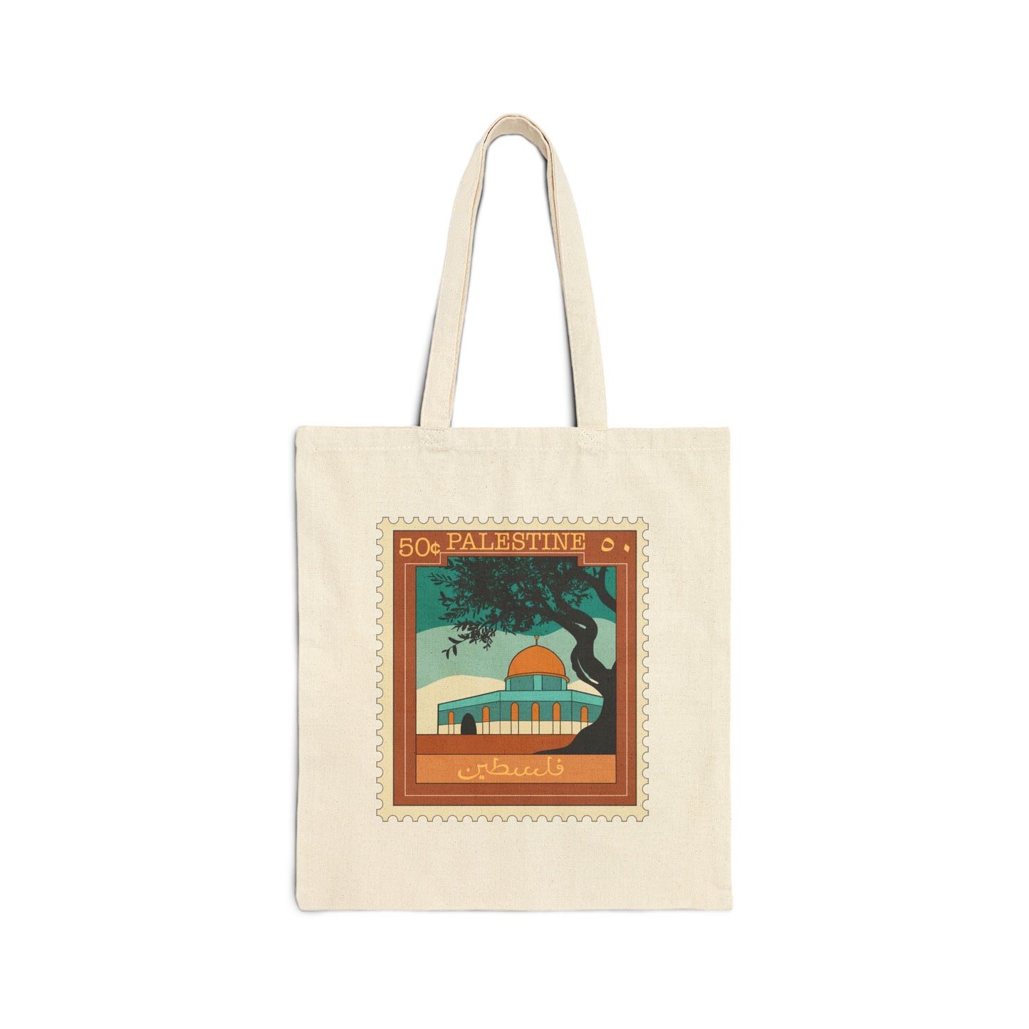 Palestine Stamp Cotton Canvas Tote Bag - Eco-Friendly Shopping & Travel Bag