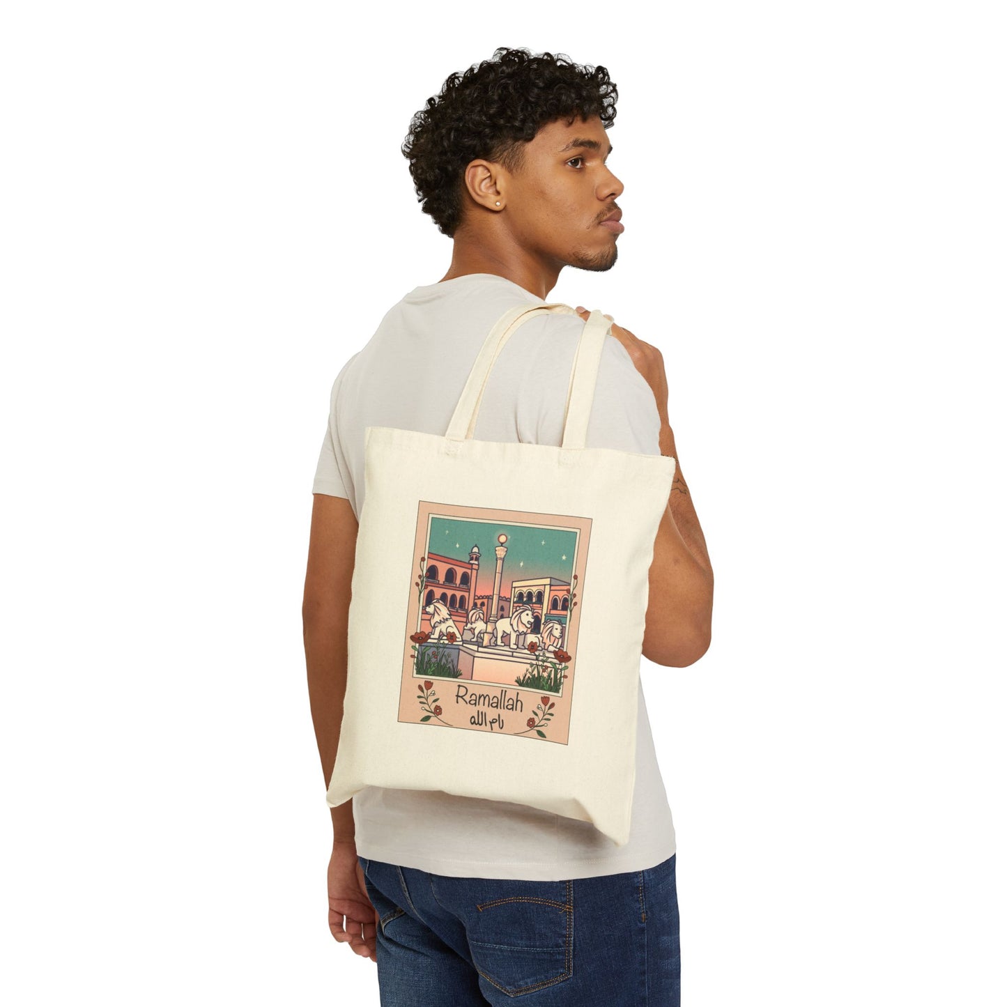 Ramallah Inspired Cotton Canvas Tote Bag - Eco-Friendly, Artful Design for Everyday Use