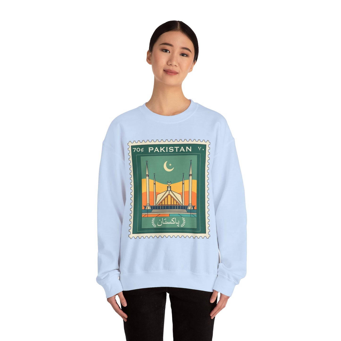 Vintage Pakistan Stamp Crewneck Sweatshirt