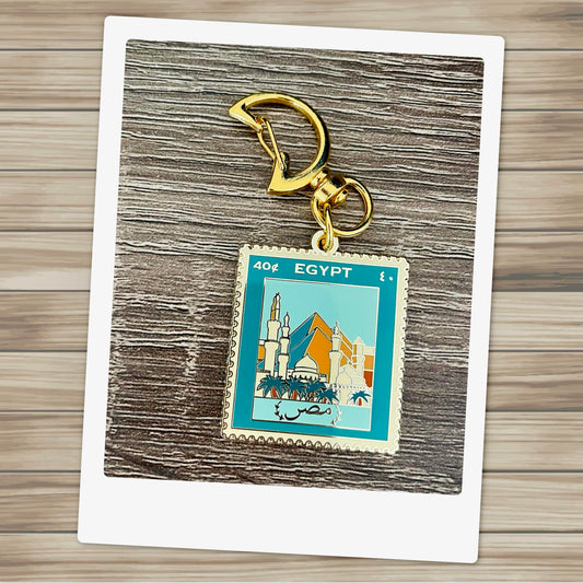 Egypt Keychain | Al-Azhar Mosque Gold Enamel Keyring | Cairo Islamic Architecture | Egyptian Heritage Gift | Muslim Keychain